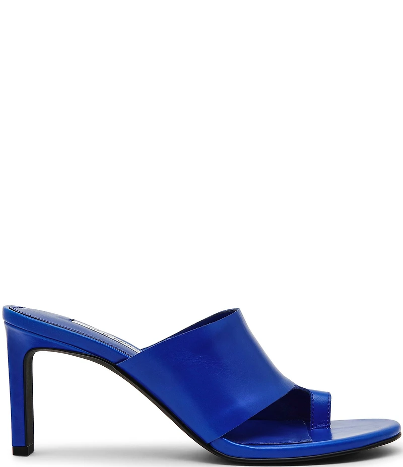Steve Madden Valentin Glazed Leather Toe Loop Dress Slide Sandals