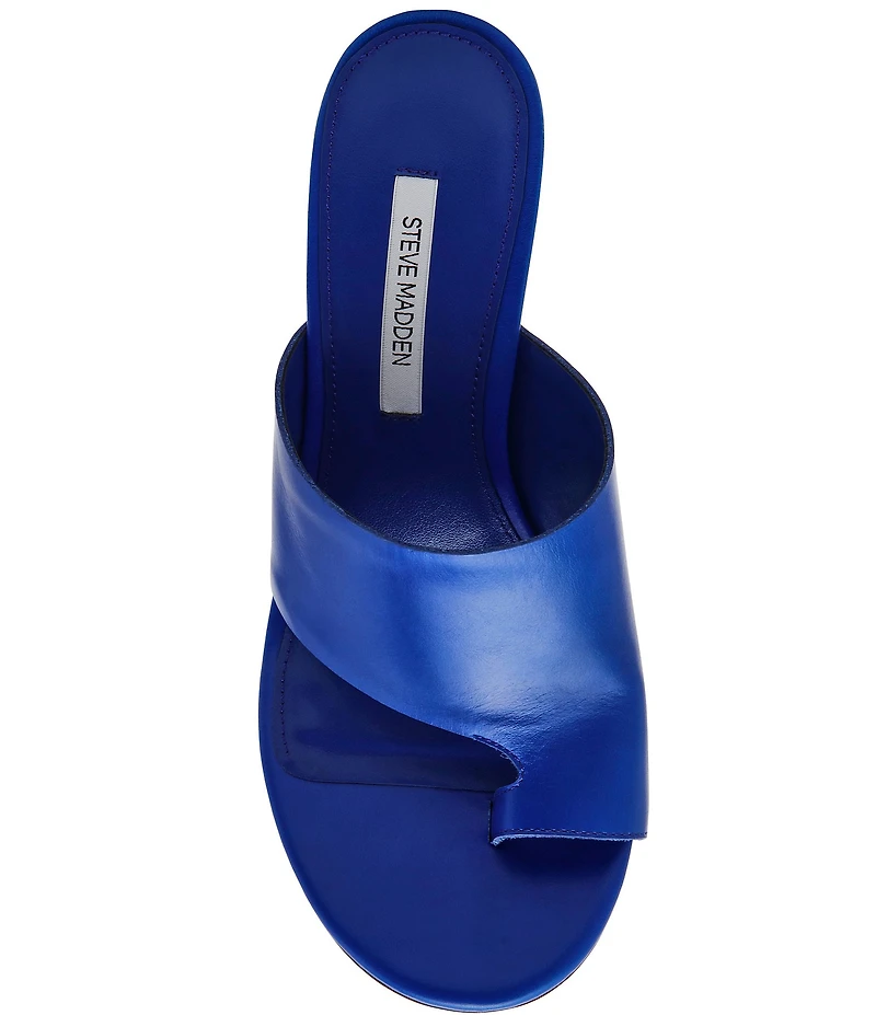 Steve Madden Valentin Glazed Leather Toe Loop Dress Slide Sandals