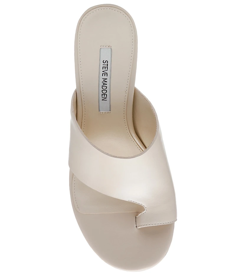 Steve Madden Valentin Glazed Leather Toe Loop Dress Slide Sandals