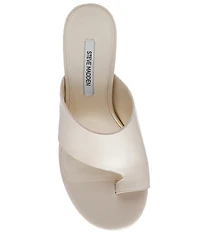 Steve Madden Valentin Glazed Leather Toe Loop Dress Slide Sandals