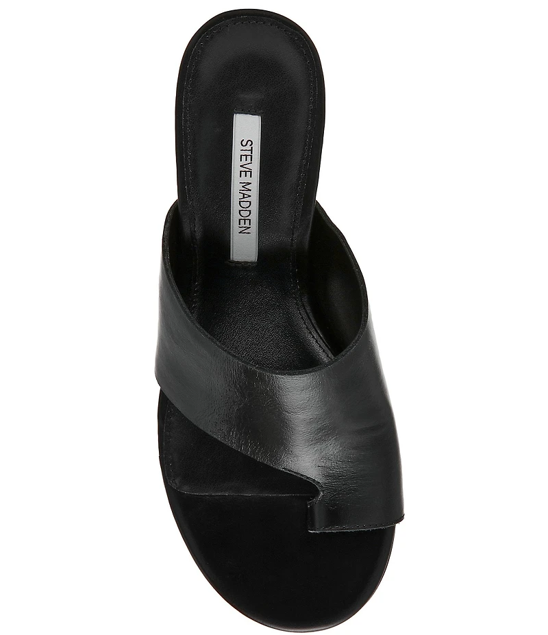 Steve Madden Valentin Glazed Leather Toe Loop Dress Slide Sandals