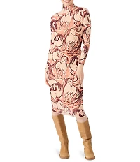 Steve Madden Vivienne Wild Horse Print Mock Neck Long Sleeve Bodycon Midi Dress