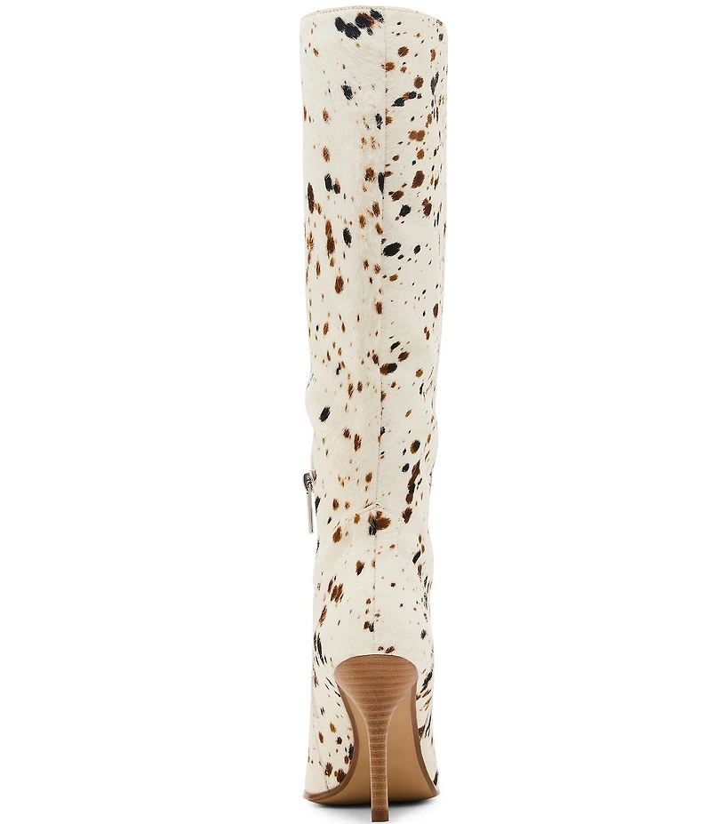 Steve Madden Wescot Cow Print Haircalf Knee High Stiletto Boots