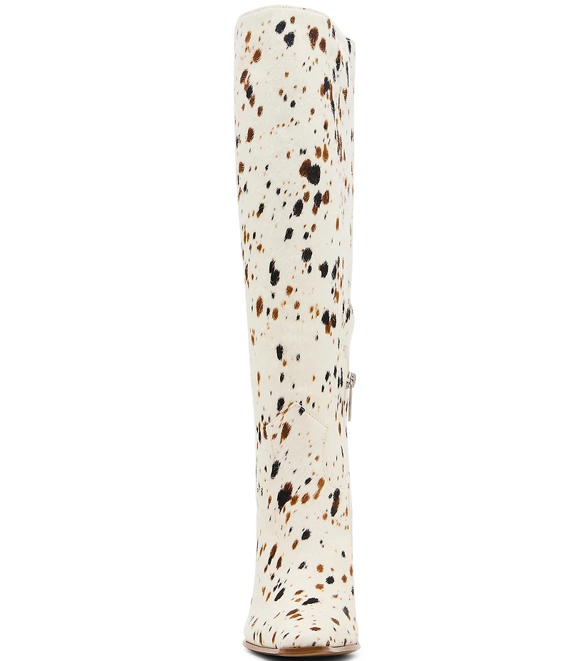 Steve Madden Wescot Cow Print Haircalf Knee High Stiletto Boots