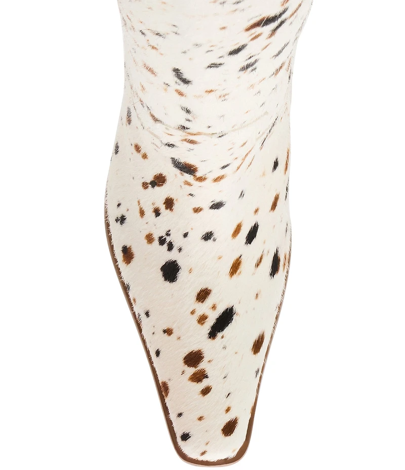 Steve Madden Wescot Cow Print Haircalf Knee High Stiletto Boots