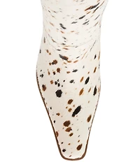Steve Madden Wescot Cow Print Haircalf Knee High Stiletto Boots