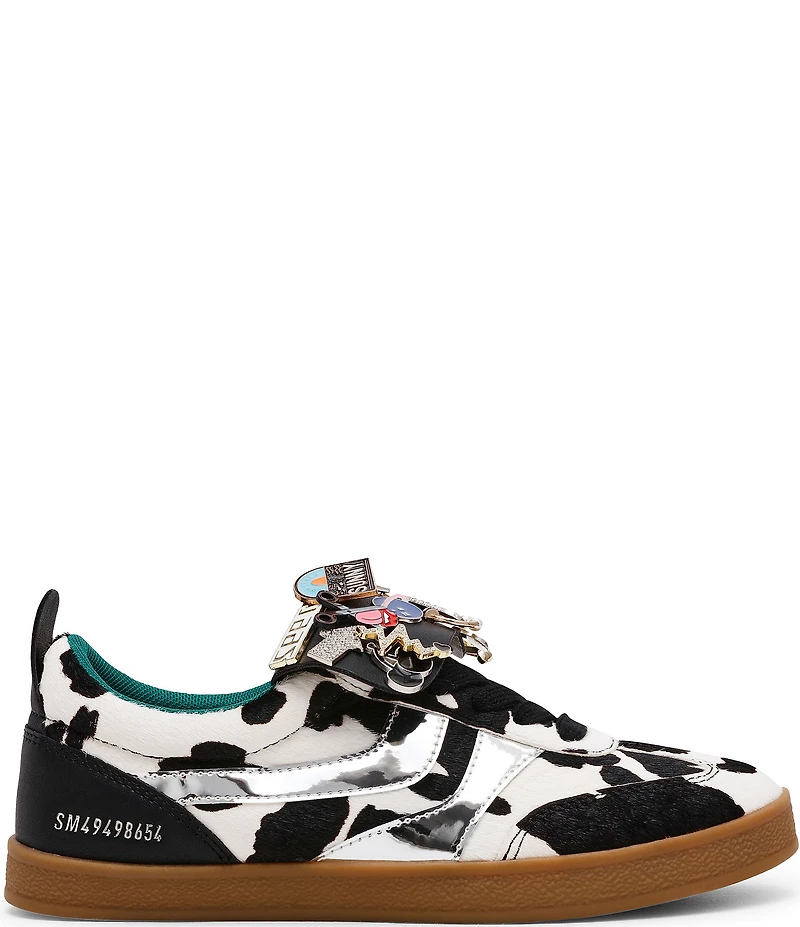 Steve Madden Wyatt Cow Print Haircalf Charm Ornamented Sneakers