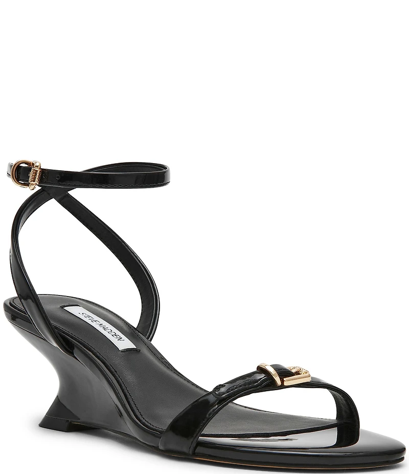 Steve Madden Zaloma Patent Sculpted Wedge Dress Sandals