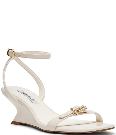 Steve Madden Zaloma Patent Snake Print Sculpted Wedge Dress Sandals