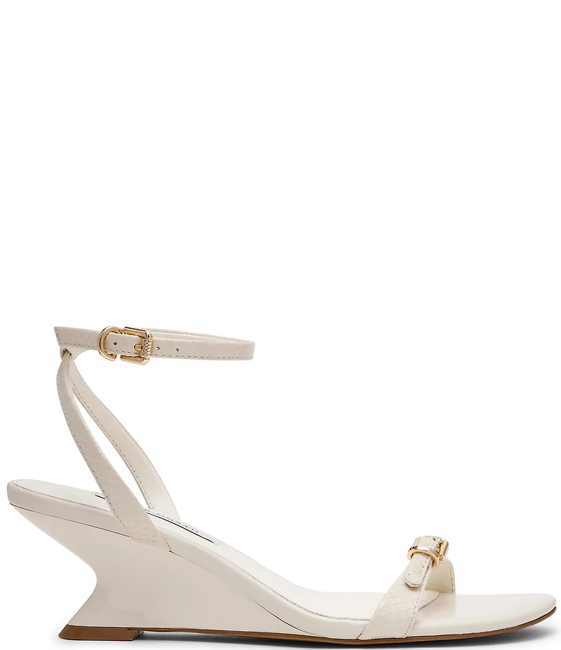 Steve Madden Zaloma Patent Snake Print Sculpted Wedge Dress Sandals