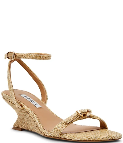Steve Madden Zaloma Raffia Sculpted Wedge Dress Sandals