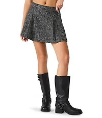Steve Madden Zenia Pleated Sequin Tweed Mini A-Line Skirt