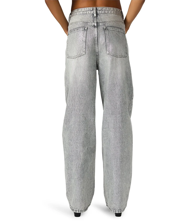 Steve Madden Zo Metallic High Rise Straight Leg Coated Denim Jeans