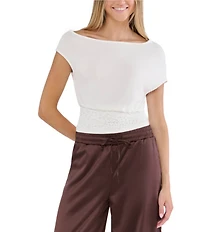 Stevie By Steve Madden Asymmetrical Neckline Lace Hem Top
