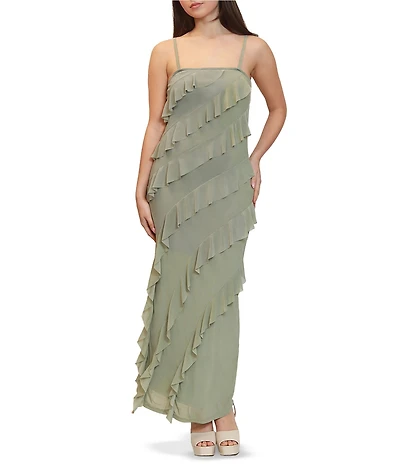 Stevie By Steve Madden Asymmetrical Tiered Ruffle Maxi Tube Dress
