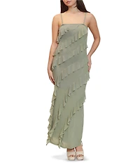 Stevie By Steve Madden Asymmetrical Tiered Ruffle Maxi Tube Dress