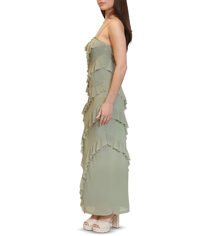 Stevie By Steve Madden Asymmetrical Tiered Ruffle Maxi Tube Dress