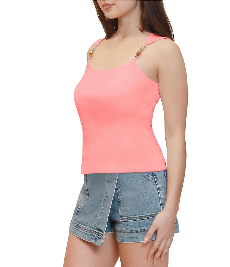 Stevie By Steve Madden Beaded Trim Sweater Tank