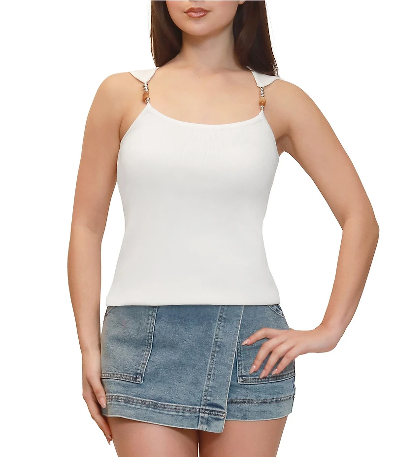 Stevie By Steve Madden Beaded Trim Sweater Tank