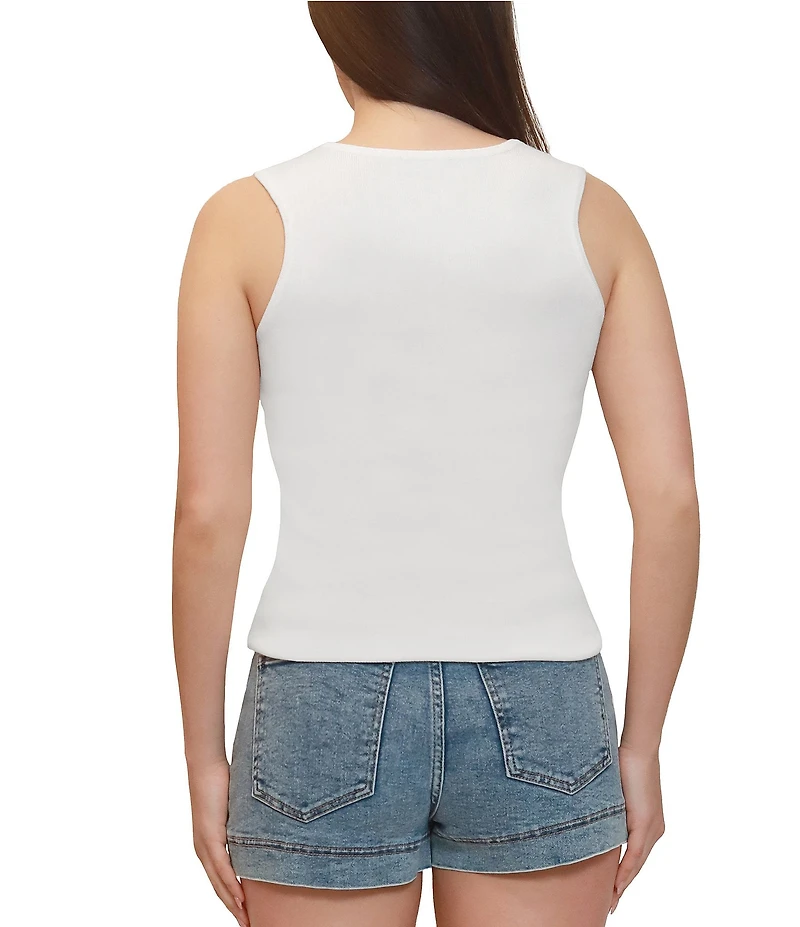 Stevie By Steve Madden Beaded Trim Sweater Tank
