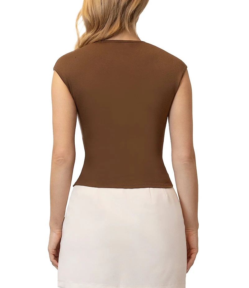 Stevie By Steve Madden Cap Sleeve Square Neck Cropped Top