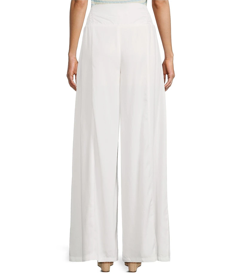 Stevie by Steve Madden Chambray Smocked Wide Leg Pants