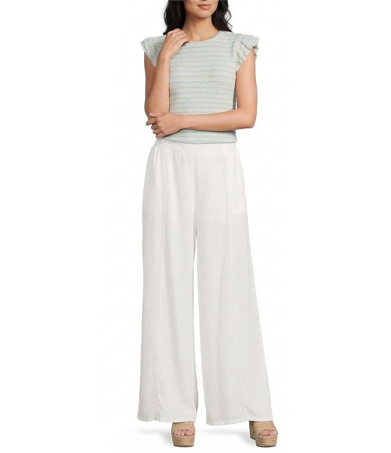 Stevie by Steve Madden Chambray Smocked Wide Leg Pants