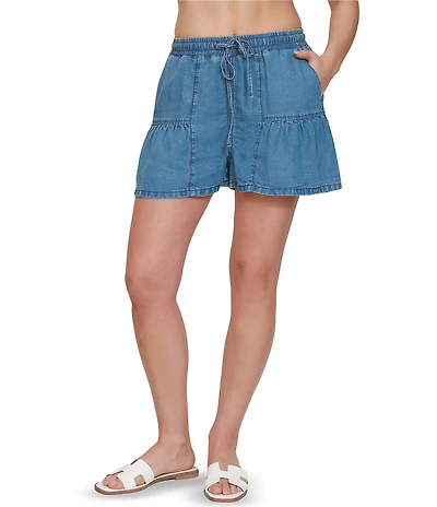 Stevie by Steve Madden Chambray Tiered Shorts