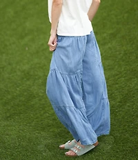 Stevie by Steve Madden Chambray Wide Leg Full Length Pants
