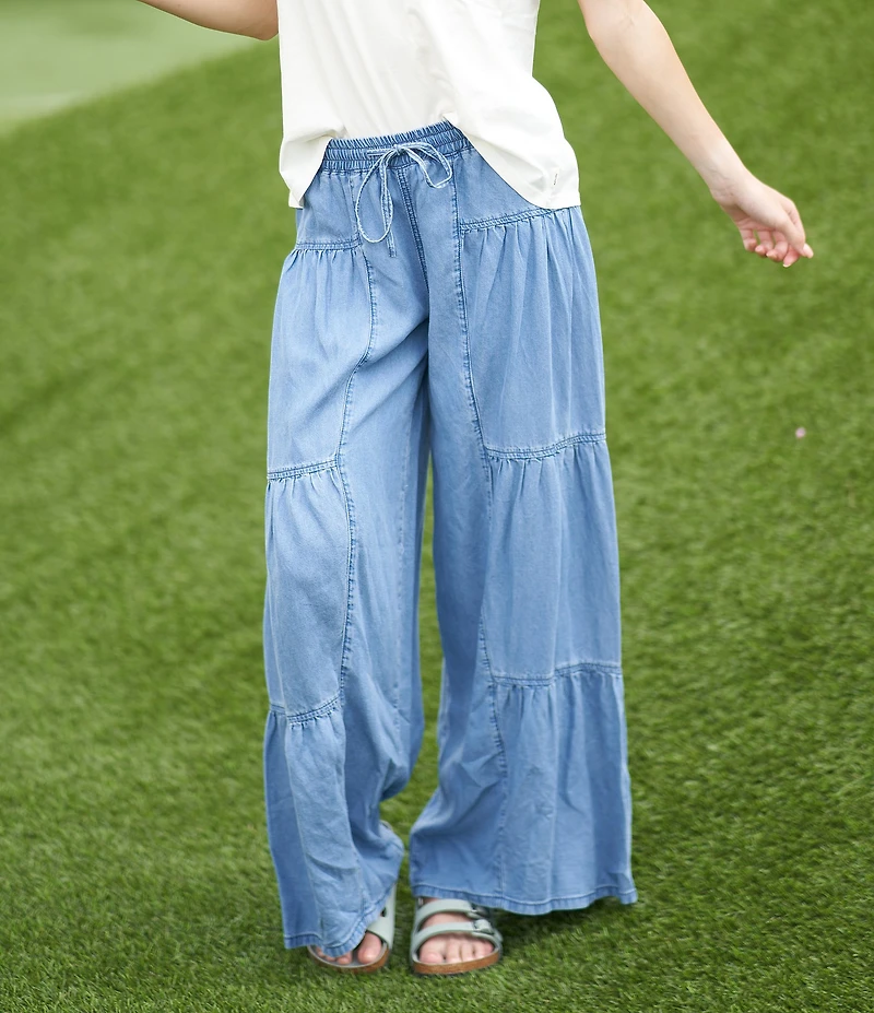Stevie by Steve Madden Chambray Wide Leg Full Length Pants