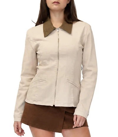 Stevie By Steve Madden Collared Cinched Waist Barn Jacket