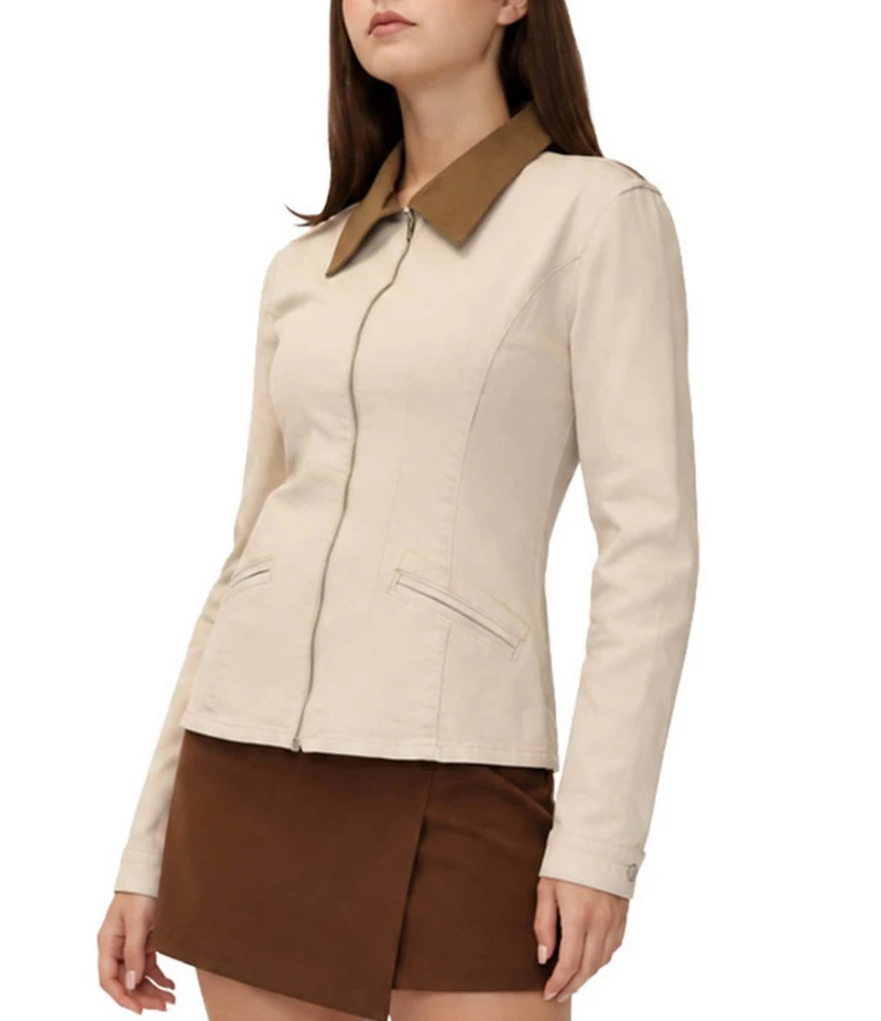 Stevie By Steve Madden Collared Cinched Waist Barn Jacket