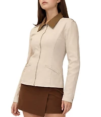 Stevie By Steve Madden Collared Cinched Waist Barn Jacket