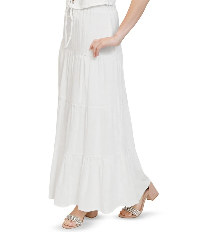 Stevie by Steve Madden Coordinating Mid Rise Tiered Maxi Skirt