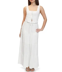 Stevie by Steve Madden Coordinating Mid Rise Tiered Maxi Skirt