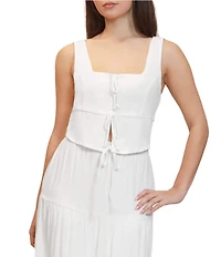 Stevie by Steve Madden Coordinating Square Neck Faux Tie Front Cropped Tank