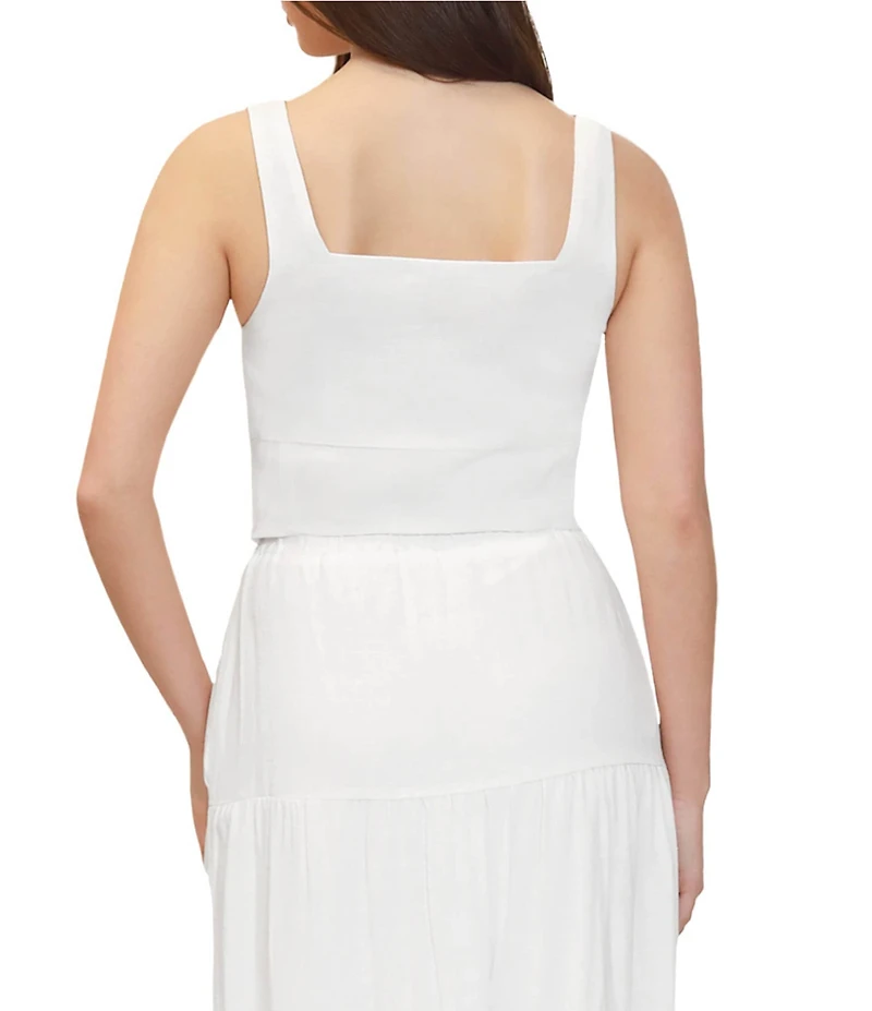 Stevie by Steve Madden Coordinating Square Neck Faux Tie Front Cropped Tank