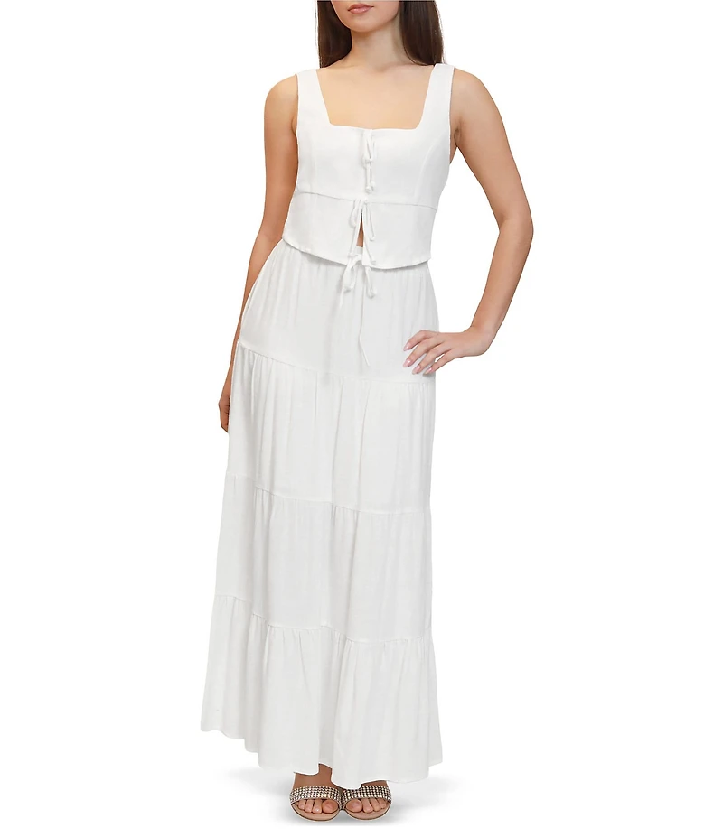 Stevie by Steve Madden Coordinating Square Neck Faux Tie Front Cropped Tank