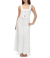 Stevie by Steve Madden Coordinating Square Neck Faux Tie Front Cropped Tank