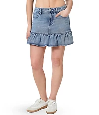 Stevie by Steve Madden Denim High Rise Ruffle Hem Skirt