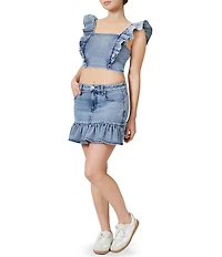 Stevie by Steve Madden Denim High Rise Ruffle Hem Skirt