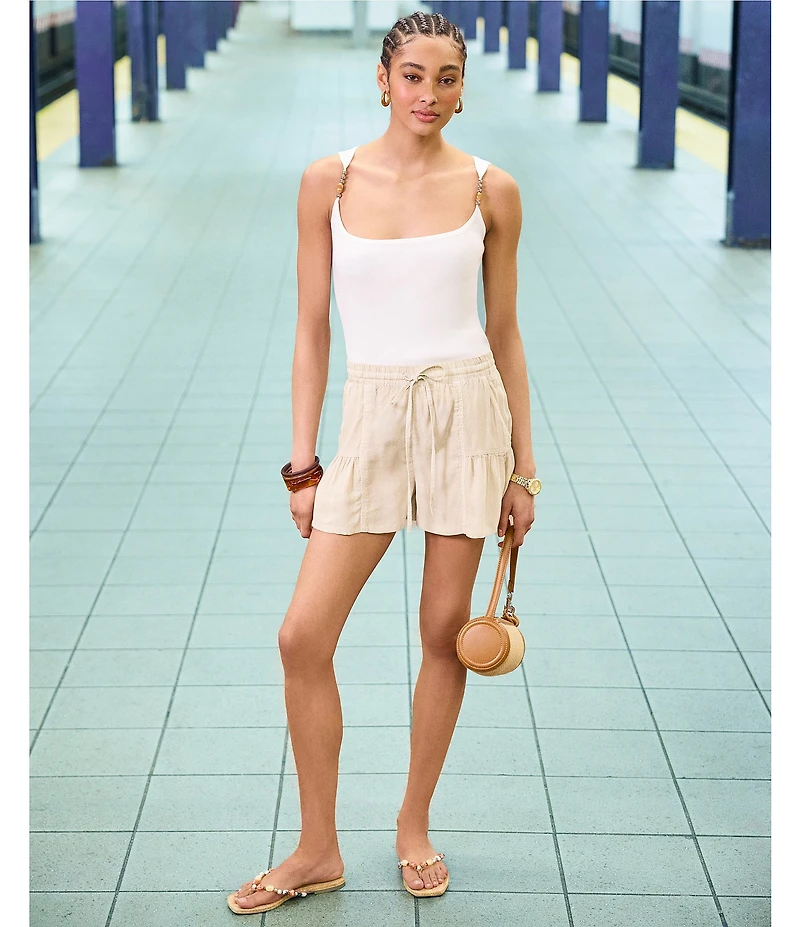 Stevie By Steve Madden Drawstring Tiered Shorts
