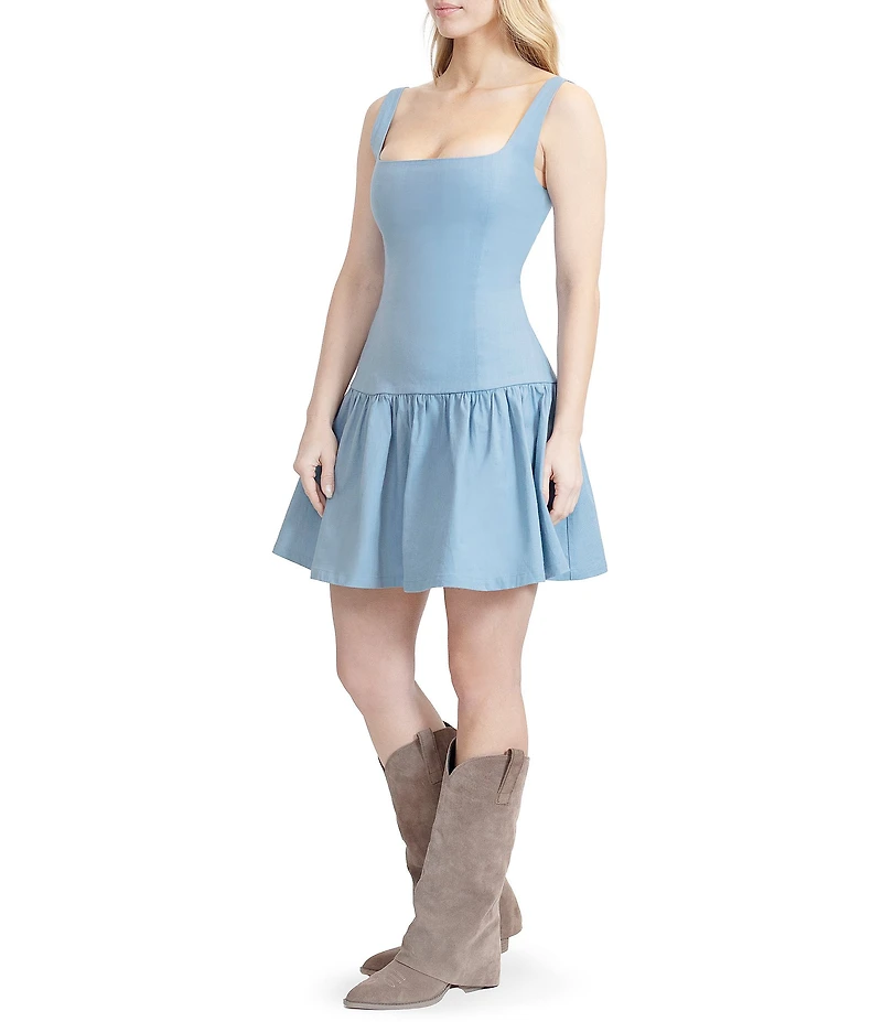 Stevie by Steve Madden Drop Waist Lace Up Mini Dress