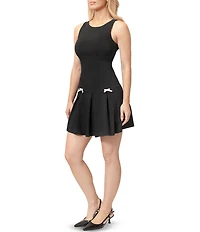 Stevie By Steve Madden Drop Waist Pleated Tie Back Dress