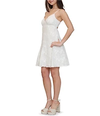 Stevie by Steve Madden Embroidered V-Neck Tie Back Dress