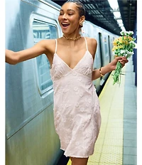 Stevie by Steve Madden Embroidered V-Neck Tie Back Dress