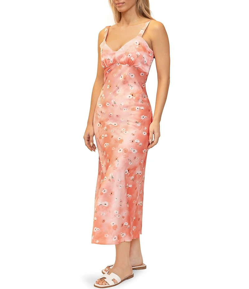 Stevie By Steve Madden Floral Print V-Neck Cami Midi Dress