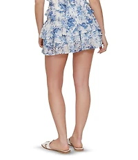 Stevie by Steve Madden Floral Printed Clip Dot Ruffle Mini Skirt