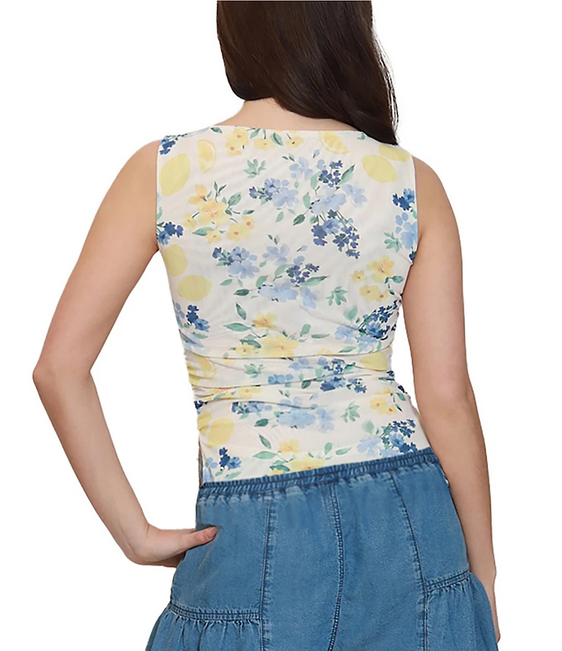 Stevie by Steve Madden Floral Printed Mesh Sleeveless Top