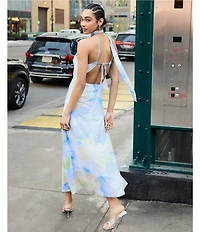 Stevie by Steve Madden Floral Printed V-Neck Scarf Tie Back Dress